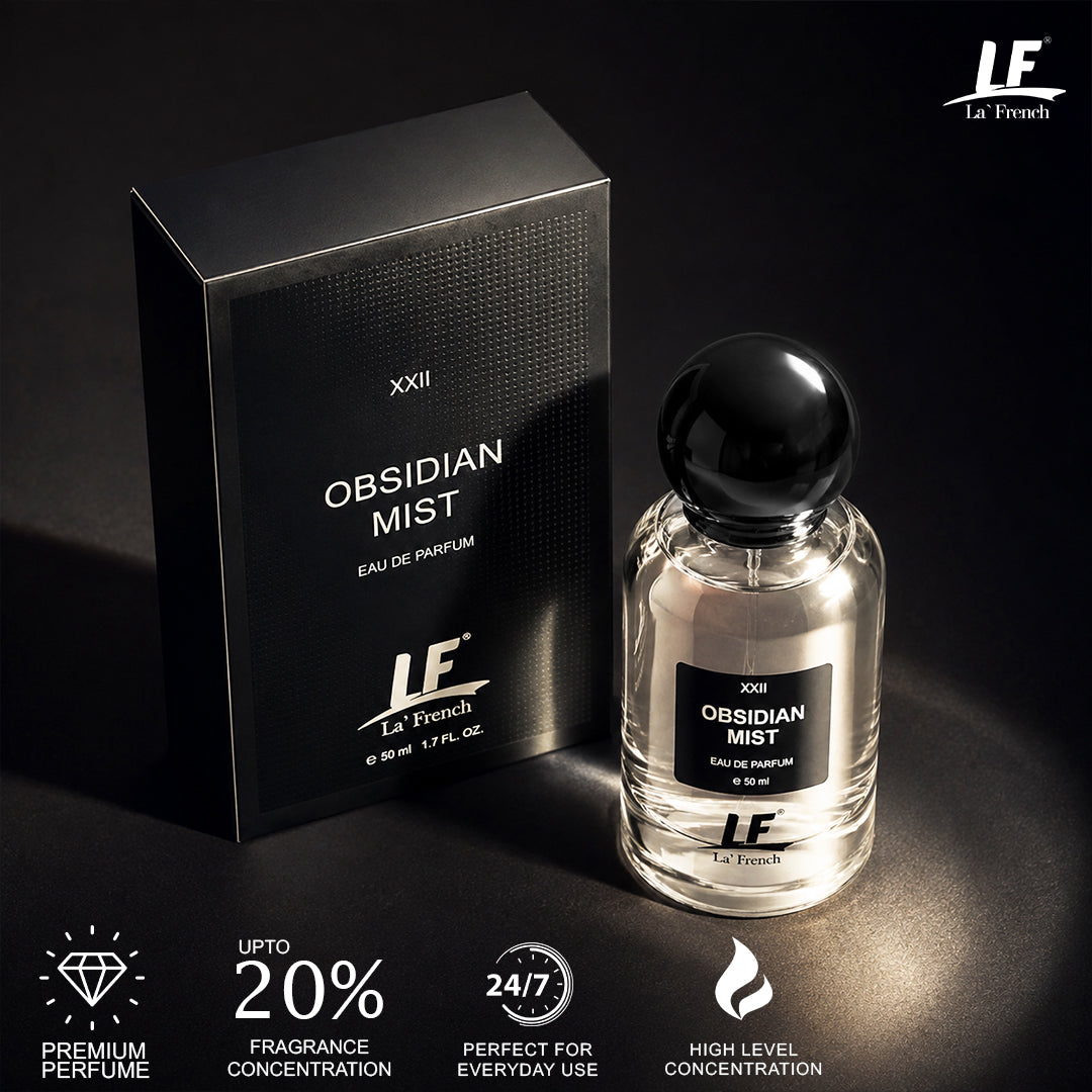 La French Obsidian Mist Unisex Perfume 50ml | Long-Lasting Eau de Perfume | Premium Luxury Fragrance for Men & Women | Fresh, Woody & Musky Scent