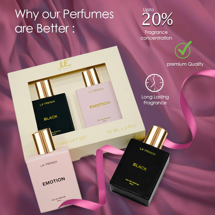 La French Black & Emotion Unisex Luxury Perfume Gift Set 50ml X 2 Pcs | Eau De Parfum