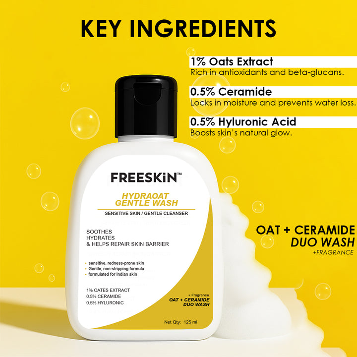 Hydraoat Gentle Face Wash 125ml | Oat-Based Hydrating Cleanser for Sensitive Skin | Redness Relief, Barrier Repair & Daily Gentle Face Wash
