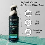 Blue Sea Face Wash 100ml | Deep Cleansing Face Wash for Men | Oil Control & Anti-Acne Formula | Hydrating & Refreshing Skincare