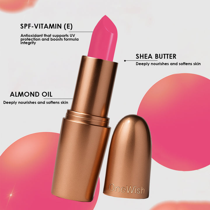 Creamy Matte Lipstick Hot Pink Era Shade 01 – Long Lasting Matte Lipstick, Full Coverage, Highly Pigmented Hot Pink Lip Color for Women (3.8g)