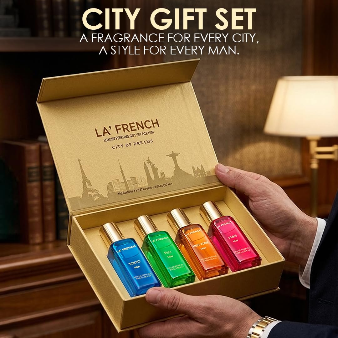 La French City Of Dreams Paris-Tokyo-New York & Rio Luxury Perfume Gift Set For Men 80ml