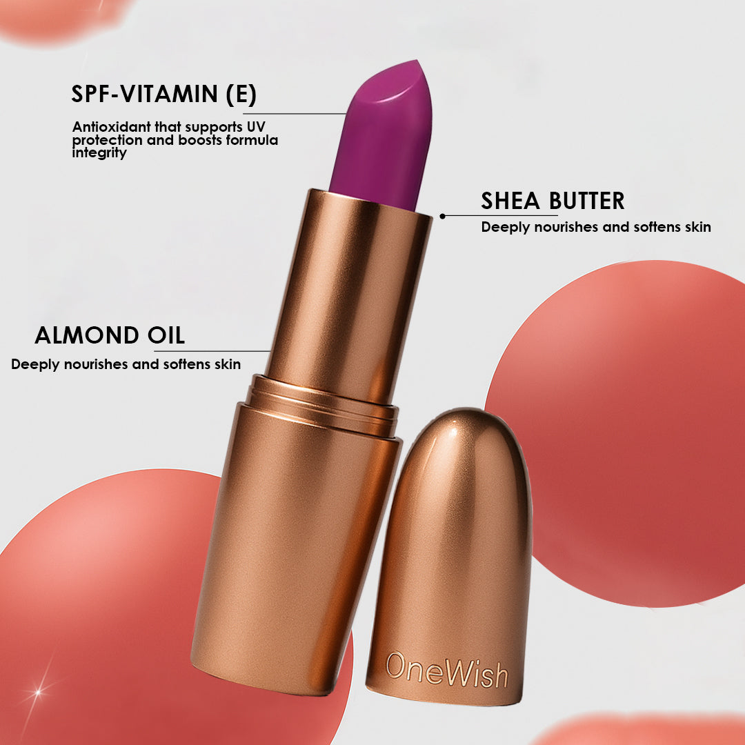 Creamy Matte Lipstick Plum Lush Shade 04 – Long Lasting Matte Lipstick, Full Coverage, Highly Pigmented Plum Lip Color for Women (3.8g)