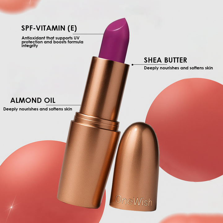 Creamy Matte Lipstick Plum Lush Shade 04 – Long Lasting Matte Lipstick, Full Coverage, Highly Pigmented Plum Lip Color for Women (3.8g)