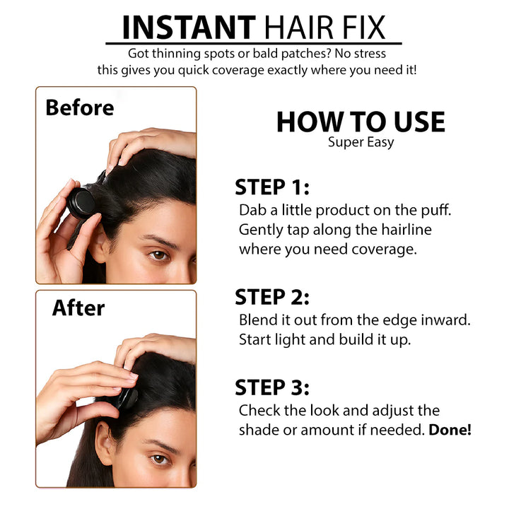 Cover-Up Hair Powder Black 4g - Quick Fix For Greying Roots And Bald Spots To Achieve More Full And Thick Hair