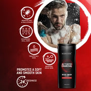 Activated Charcoal Body Wash 450ml | Deep Cleansing Shower Gel for Men | Oil Control & Detox Skin Cleanser | Sulfate-Free Refreshing Body Wash