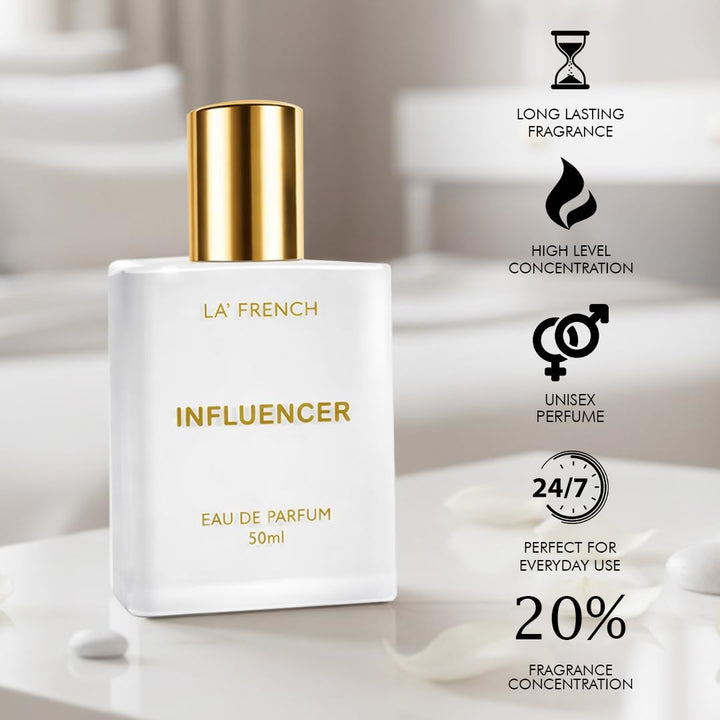 Influencer Perfume for Men & Women 50ml | Long Lasting Fresh Fruity Floral Fragrance | Premium Unisex Eau De Parfum | Modern & Trendy Scent