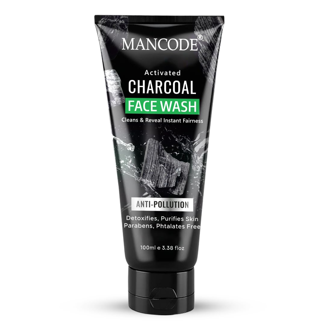Activated Charcoal Face Wash 100ml | Deep Cleansing Face Wash for Men | Oil Control & Anti-Acne Cleanser | Unclogs Pores & Refreshes Skin