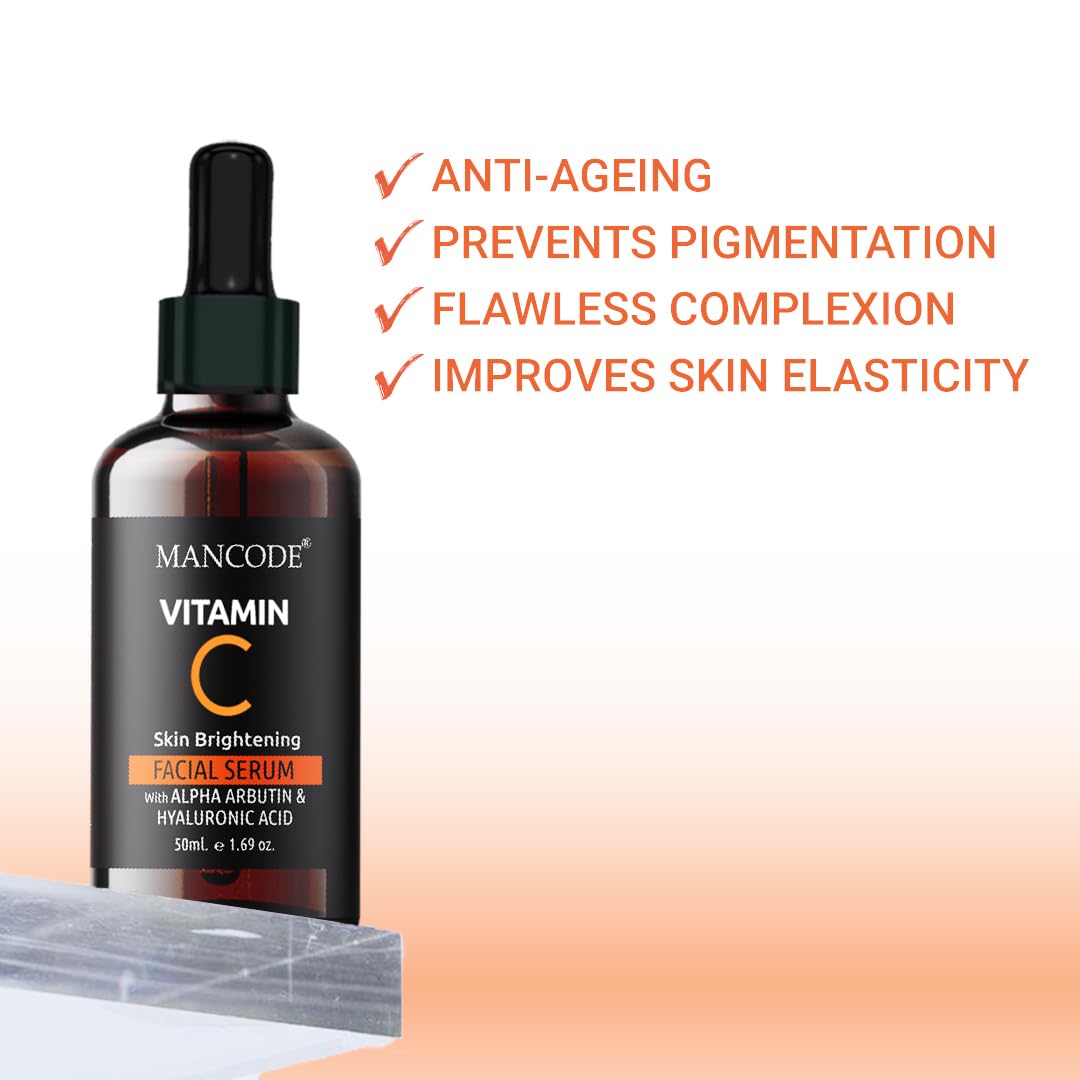Vitamin C Facial Serum 50ml | Anti-Aging Serum with Vitamin E & Hyaluronic Acid | Wrinkle Reduction, Brightening & Hydrating Face Serum