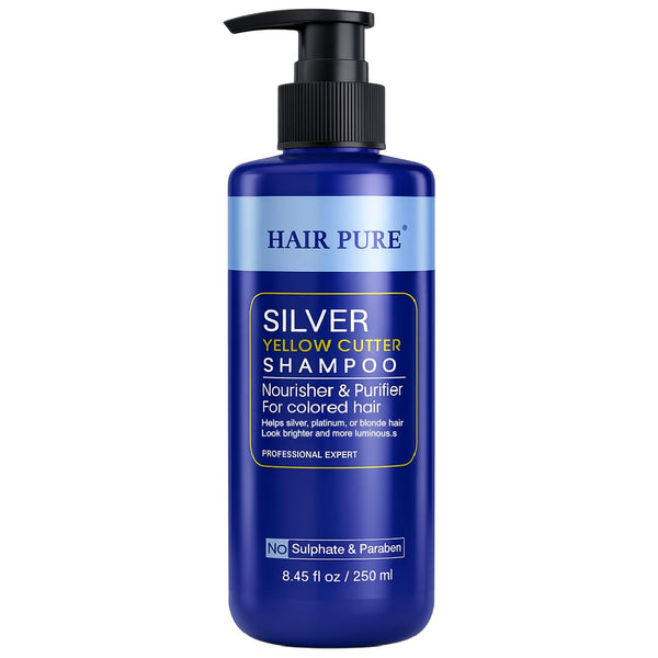 Silver Yellow Cutter Shampoo 250ml | Neutralizes Yellow & Brassy Tones | Brightens Silver, Blonde & Platinum Hair | Sulphate & Paraben Free Professional Shampoo