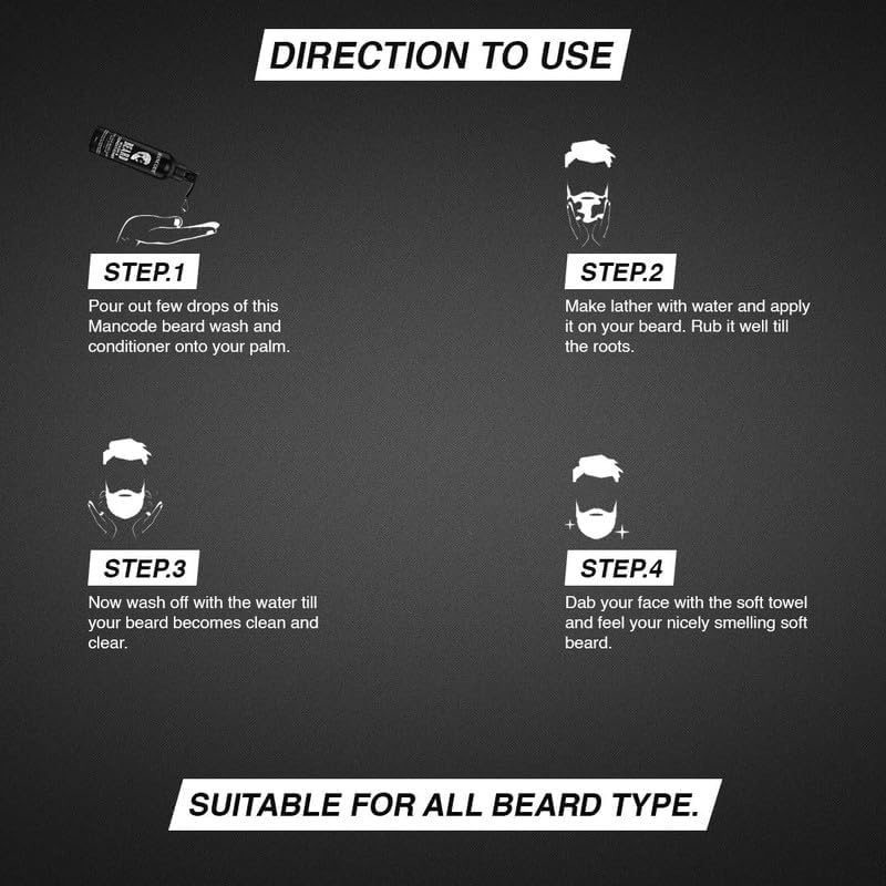 Beard Wash & Conditioner 200ml | 2-in-1 Beard Cleanser for Men | Softens, Hydrates & Reduces Itch | Natural Beard Care with Aloe Vera & Vitamin C