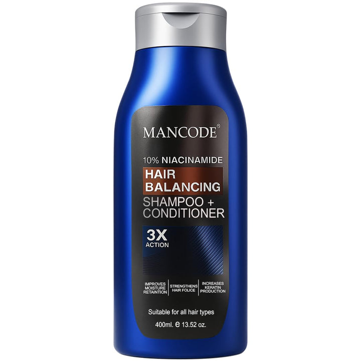 Hair Balancing Shampoo + Conditioner 400ml – 2-in-1 Formula with 10% Niacinamide for Oily Scalp Control, Dandruff Reduction & Stronger Hair