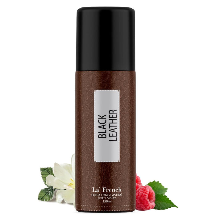 Black Leather Deodorant 150ml For Men | Long Lasting Deodorant Spray | 24 Hours Odor Protection | Fresh Amber Woody and Musky Fragrance | All Day Freshness | Body Spray For Men - our product