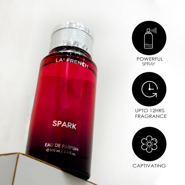 Spark Eau De Parfum 100ml | Long Lasting Fresh Citrus Fruity Fragrance | Premium Unisex Perfume for Men & Women | Energetic & Vibrant Scent