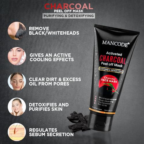 Activated Charcoal Peel Off Mask for Men 100ml | Deep Cleansing Blackhead Removal Mask | Unclogs Pores & Removes Impurities