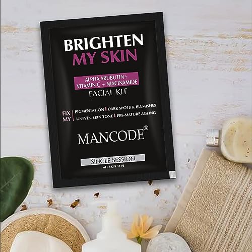 Brighten My Skin Facial Kit for Men 58g | 6 Step Skin Brightening Facial Kit | Instant Glow & Deep Cleansing Home Facial Kit
