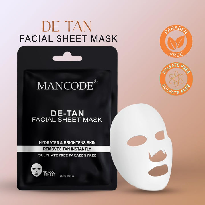 De Tan Facial Sheet Mask 25ml Combo Pack of 5 | Instant Tan Removal