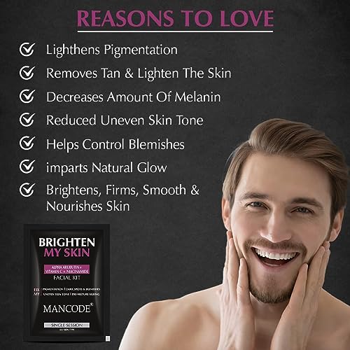 Brighten My Skin Facial Kit for Men 58g | 6 Step Skin Brightening Facial Kit | Instant Glow & Deep Cleansing Home Facial Kit