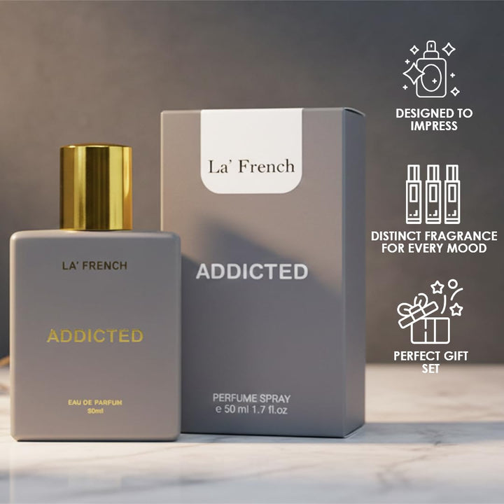 Addicted Perfume for Men & Women 50ml | Long Lasting Sweet Fruity Floral Fragrance | Premium Unisex Eau De Parfum | Bold & Addictive Scent