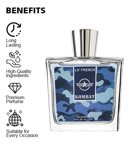 Kombat Perfume for Men 100ml | Long Lasting Strong Woody Spicy Fragrance | Premium Eau De Parfum for Men | Bold & Power Scent promises