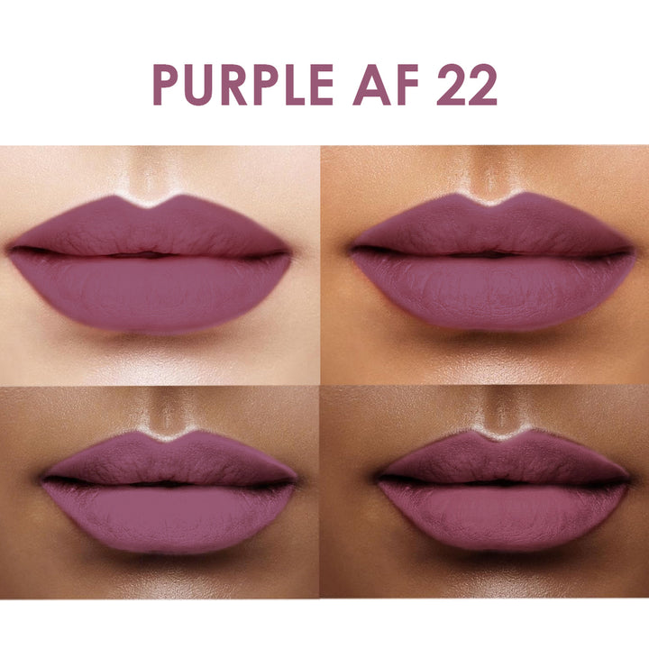 Creamy Matte Lipstick Purple AF Shade 22 – Long Lasting Matte Lipstick, Full Coverage, Highly Pigmented Lip Color for Women (3.8g)