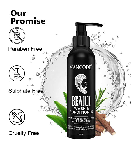 Beard Wash & Conditioner 200ml | 2-in-1 Beard Cleanser for Men | Softens, Hydrates & Reduces Itch | Natural Beard Care with Aloe Vera & Vitamin C promises