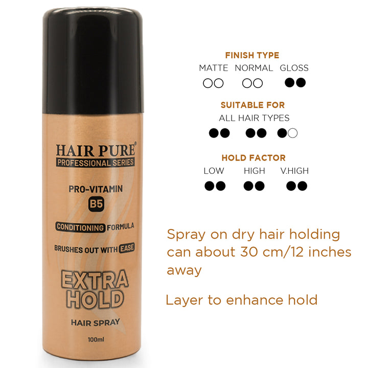 Extra Hold Hair Spray 100ml – Strong Hold Hair Spray with Natural Shine, No Flaking & Non-Sticky Finish