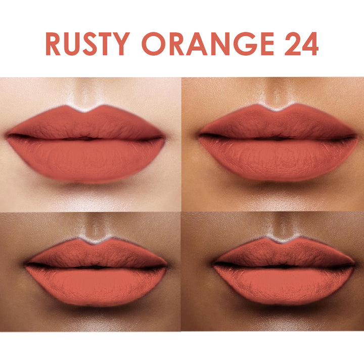 Creamy Matte Lipstick Rusty Orange 3.8g (Shade 24) – Long-Lasting, Full Coverage Warm Orange Matte Lipstick