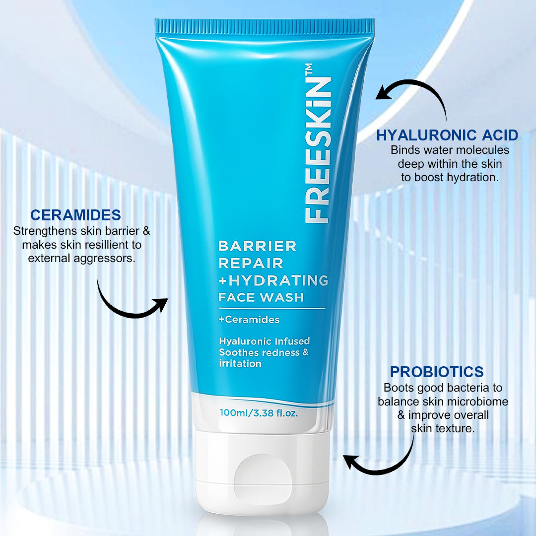 Barrier Repair Hydrating Face Wash 100ml | Ceramide & Hyaluronic Acid Cleanser | Gentle Moisturizing Facewash for Dry, Sensitive & Irritated Skin