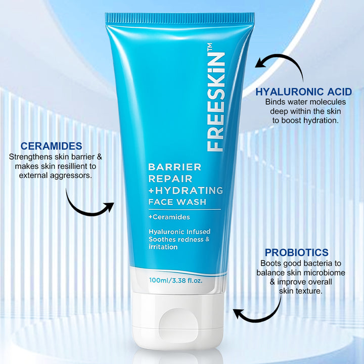 Barrier Repair Hydrating Face Wash 100ml | Ceramide & Hyaluronic Acid Cleanser | Gentle Moisturizing Facewash for Dry, Sensitive & Irritated Skin