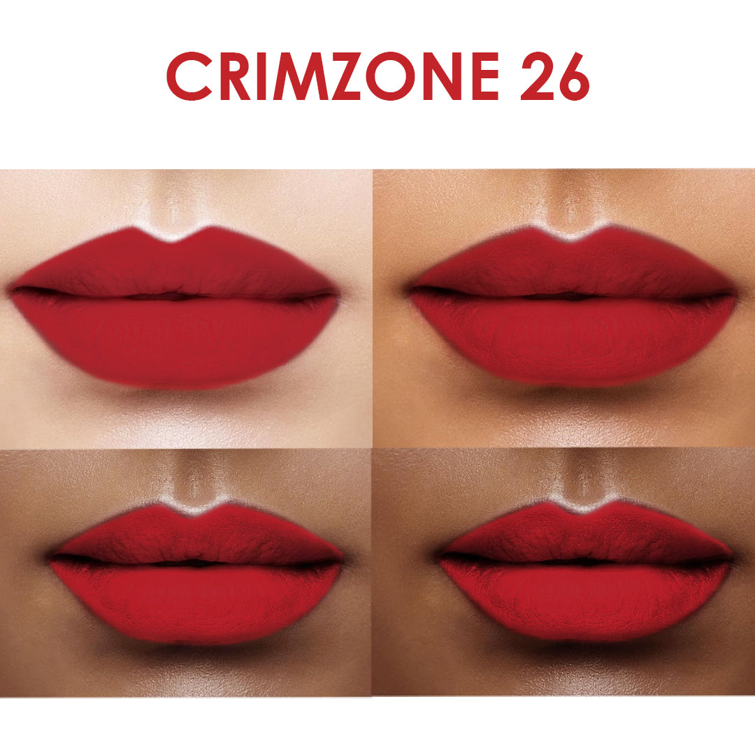 Creamy Matte Lipstick Crimzone 3.8g (Shade 26) – Long-Lasting, Full Coverage Deep Red Matte Lipstick