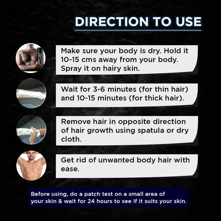 Hair Removal Spray for Men 100ml | Instant Hair Remover Spray | Painless Body Hair Removal for Men | Smooth & Hydrated Skin Formula