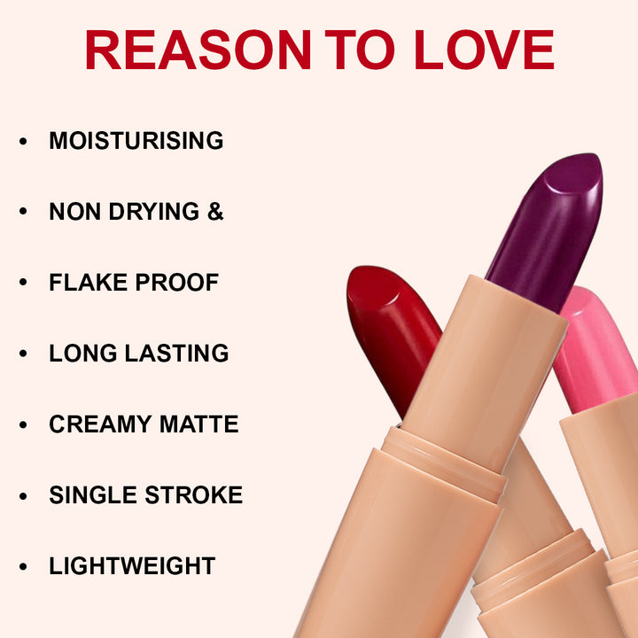 Creamy Matte Lipstick Chill Pink Shade 16 – Long Lasting Matte Lipstick, Full Coverage, Highly Pigmented Lip Color for Women (3.8g)