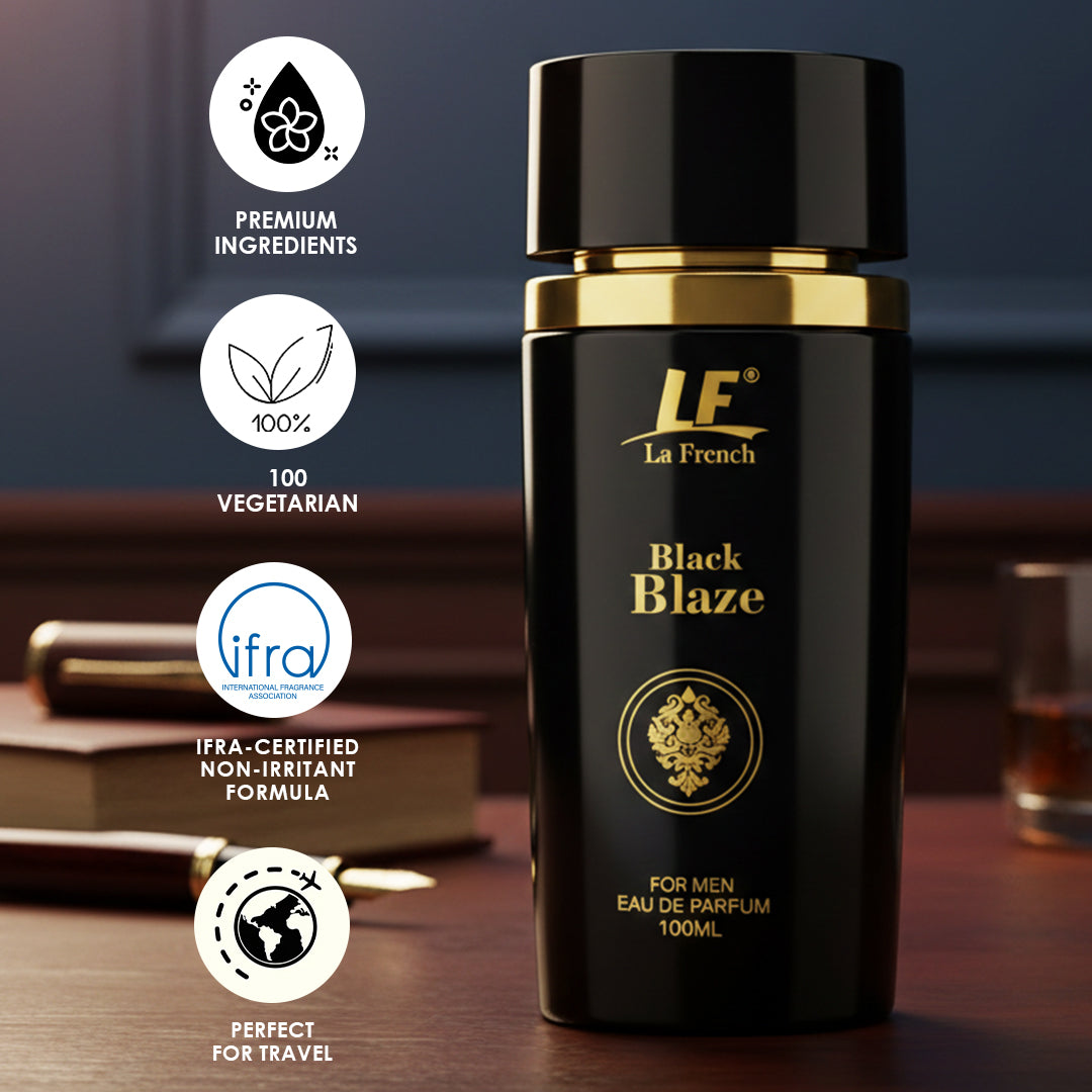 Black Blaze Premium Men's Perfume 100ml - Exquisite & Smokey Luxury Perfume - For Men Who Are Confident & Bold