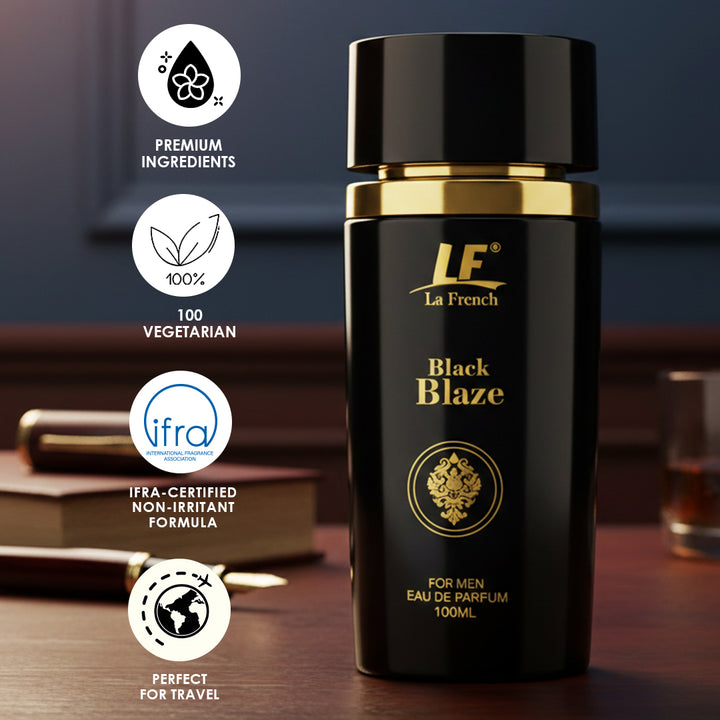 Black Blaze Premium Men's Perfume 100ml - Exquisite & Smokey Luxury Perfume - For Men Who Are Confident & Bold