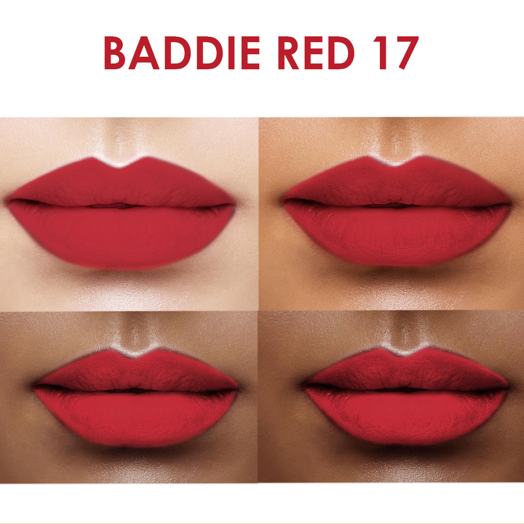 Creamy Matte Lipstick Baddie Red Shade 17 – Long Lasting Matte Lipstick, Full Coverage, Highly Pigmented Lip Color for Women (3.8g)