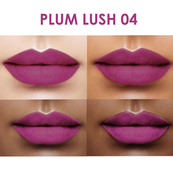 Creamy Matte Lipstick Plum Lush Shade 04 – Long Lasting Matte Lipstick, Full Coverage, Highly Pigmented Plum Lip Color for Women (3.8g)
