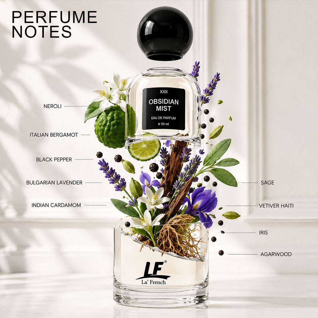La French Obsidian Mist Unisex Perfume 50ml | Long-Lasting Eau de Perfume | Premium Luxury Fragrance for Men & Women | Fresh, Woody & Musky Scent