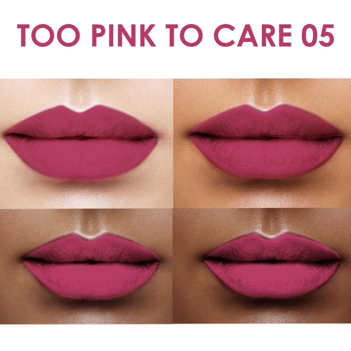 Creamy Matte Lipstick Too Pink to Care Shade 05 – Long Lasting Matte Lipstick, Full Coverage, Highly Pigmented Pink Lip Color for Women (3.8g)