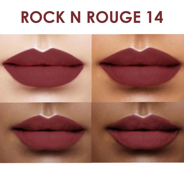 Creamy Matte Lipstick Rock N Rouge Shade 14 – Long Lasting Matte Lipstick, Full Coverage, Highly Pigmented Lip Color for Women (3.8g)