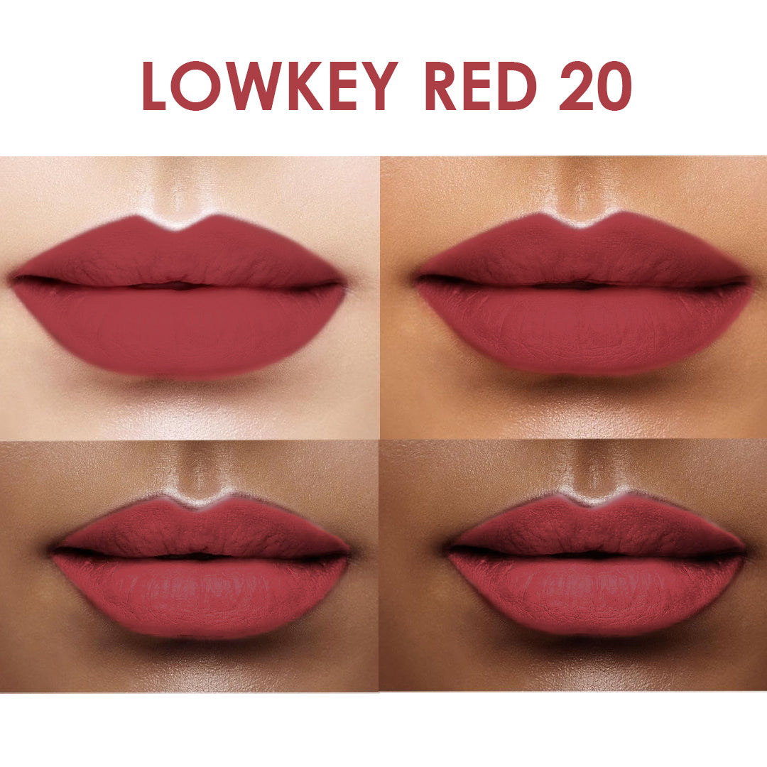 Creamy Matte Lipstick Lowkey Red Shade 20 – Long Lasting Matte Lipstick, Full Coverage, Highly Pigmented Lip Color for Women (3.8g)