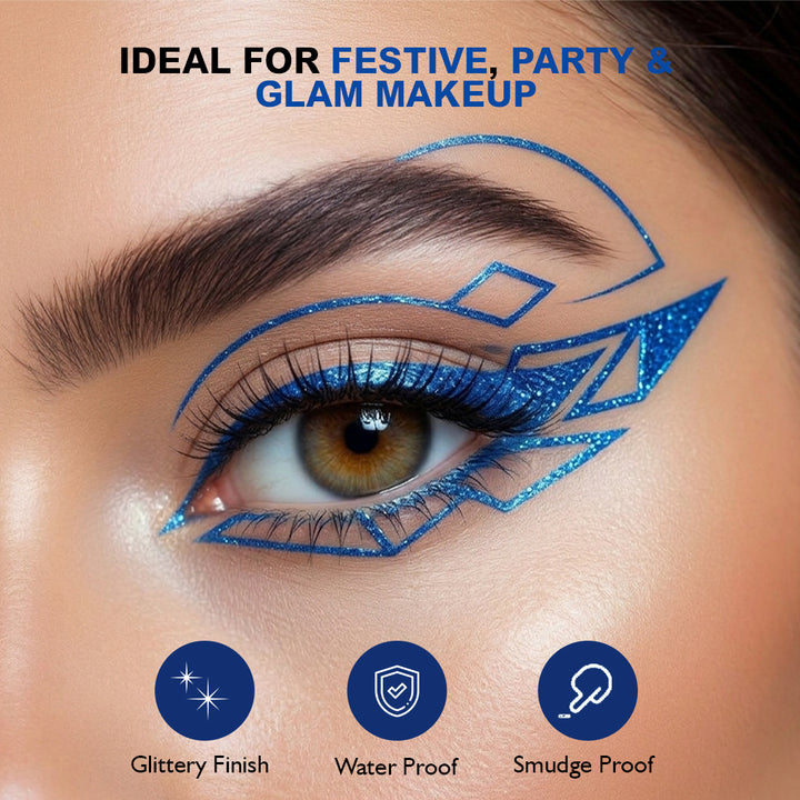Liquid Eyeliner – Shimmer Blue | High Pigment, Quick-Dry & Precision Applicator