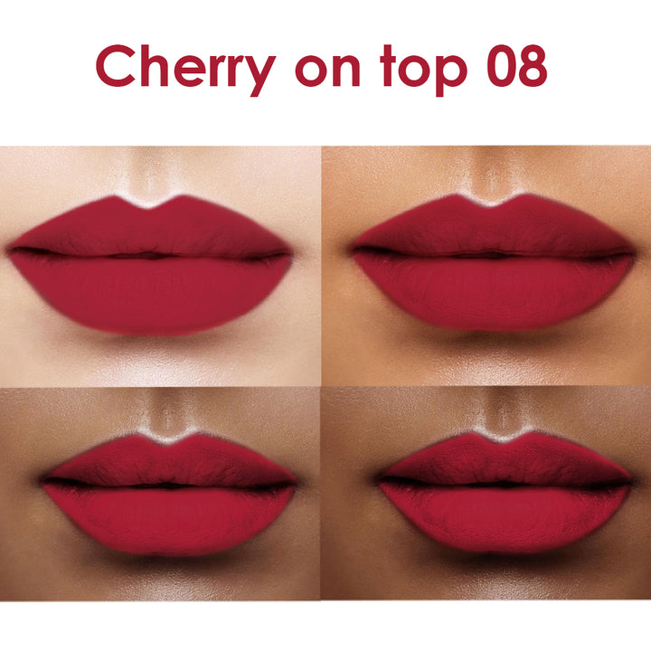 Creamy Matte Lipstick Cherry on Top Shade 08 – Long Lasting Matte Lipstick, Full Coverage, Highly Pigmented Cherry Red Lip Color for Women (3.8g)