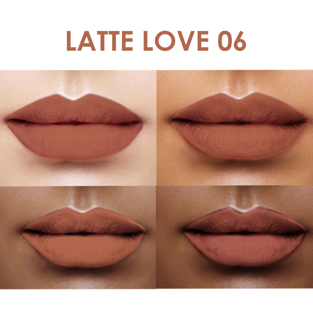 Creamy Matte Lipstick Latte Love Shade 06 – Long Lasting Matte Lipstick, Full Coverage, Highly Pigmented Nude Brown Lip Color for Women (3.8g)