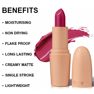 Creamy Matte Lipstick Too Pink to Care Shade 05 (3.8g) promises