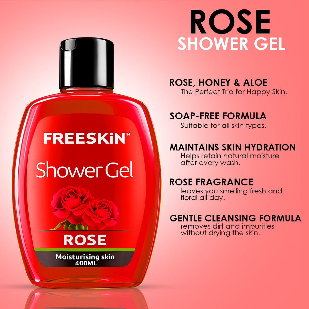 Rose Shower Gel 400ml | Deep Moisturizing Body Wash with Rose Extract | Gentle Cleansing, Hydrating & Soothing Shower Gel for Soft Skin