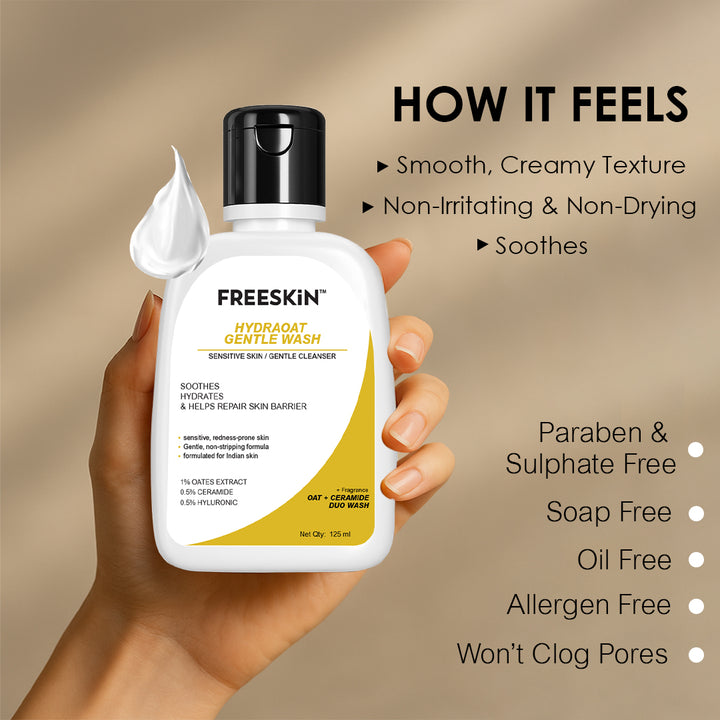 Hydraoat Gentle Face Wash 125ml | Oat-Based Hydrating Cleanser for Sensitive Skin | Redness Relief, Barrier Repair & Daily Gentle Face Wash
