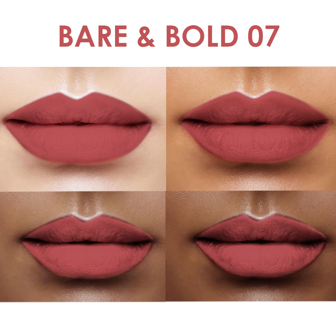 Creamy Matte Lipstick Bare & Bold Shade 07 – Long Lasting Matte Lipstick, Full Coverage, Highly Pigmented Nude Lip Color for Women (3.8g)