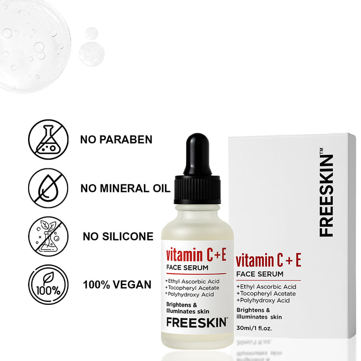 Vitamin C + E Face Serum (30ml) | Brightening & Glow Serum with PHA for Even Skin Tone & Radiant Skin