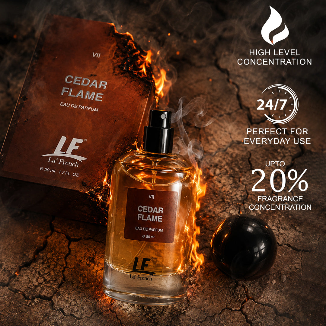 La French Cedar Flame Unisex Perfume 50ml | Long Lasting Premium Fragrance | Intense & Refreshing Scent | Eau de Parfum for Men & Women | Luxury Perfume for Daily Wear, Office, Parties
